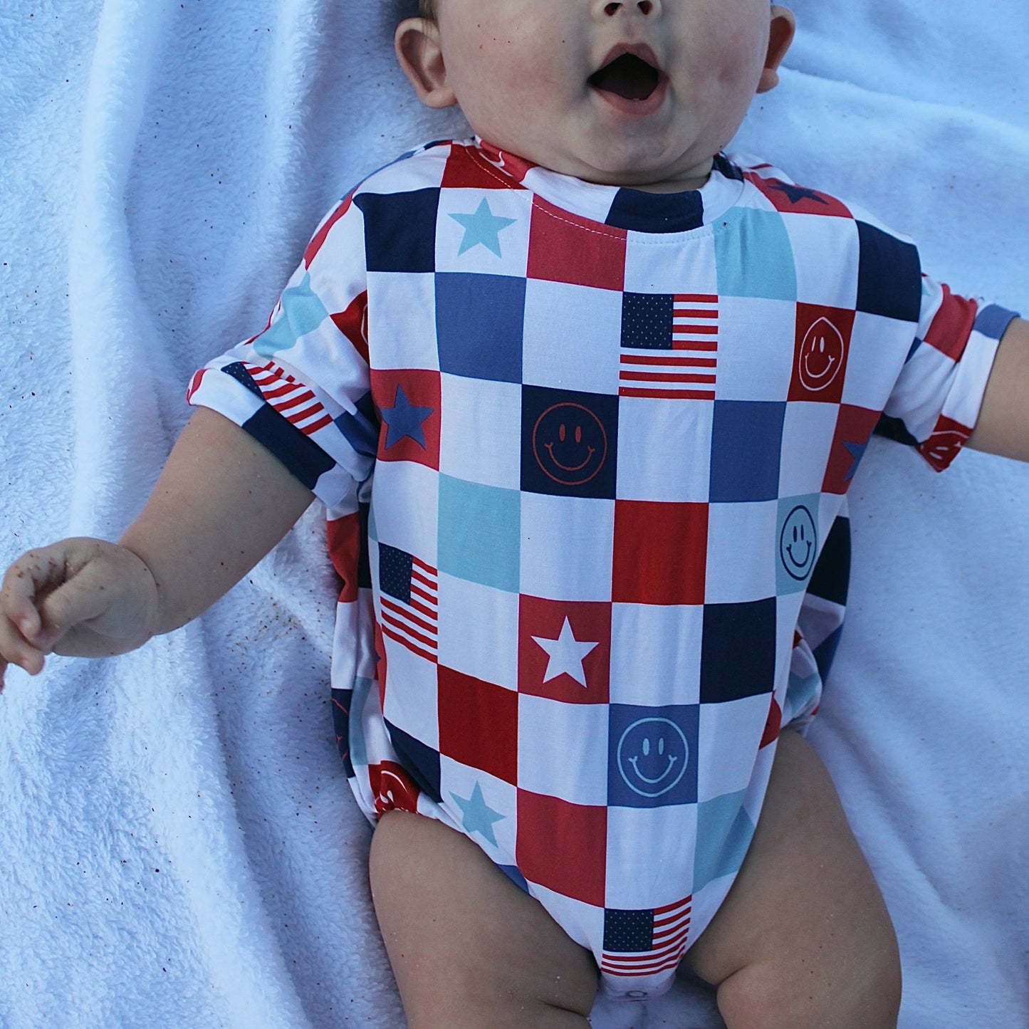 USA Checkered Bubble Romper