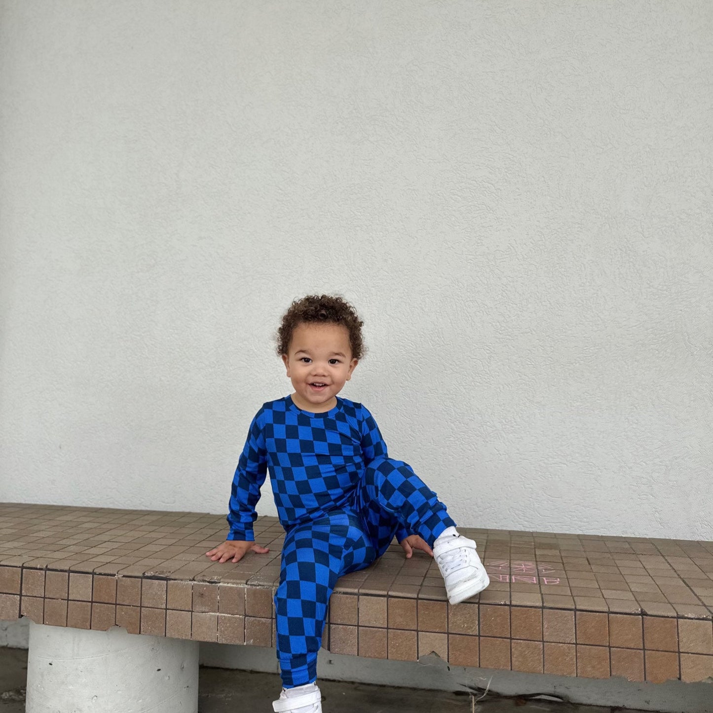 Blue Checkered Bamboo Set