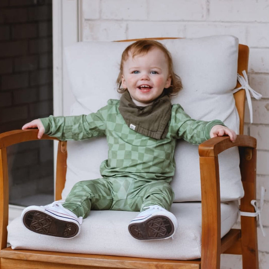 Green Wavy Checks Bamboo Set