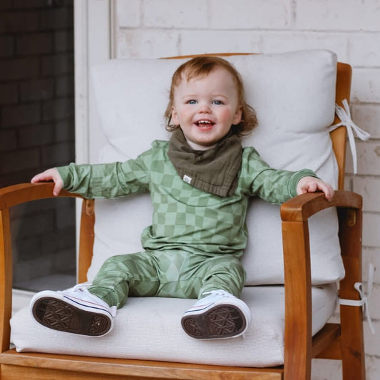 Green Wavy Checks Bamboo Set