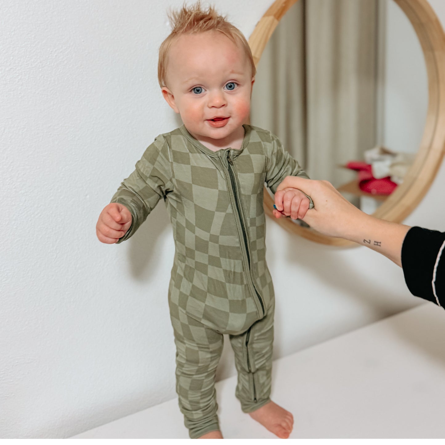 Green Wavy Checks Bamboo Sleeper