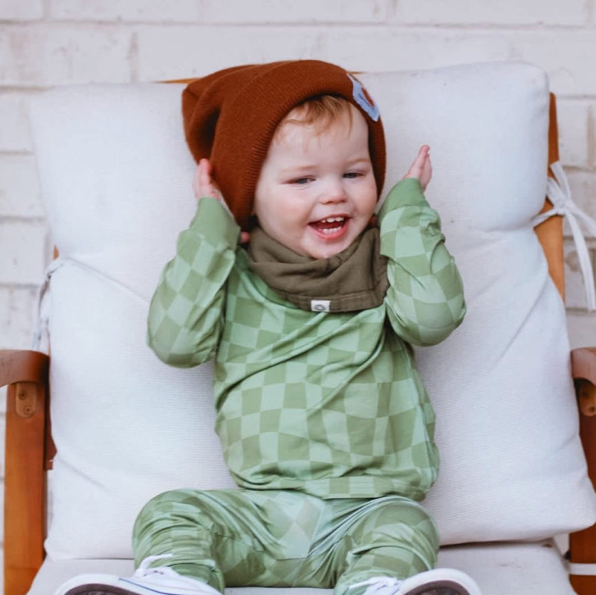 Green Wavy Checks Bamboo Set