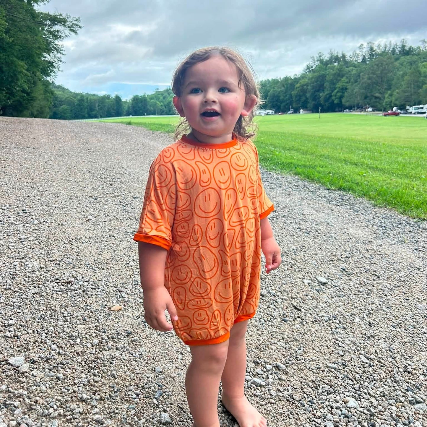 Doodle Smiles Oversized Bubble Romper