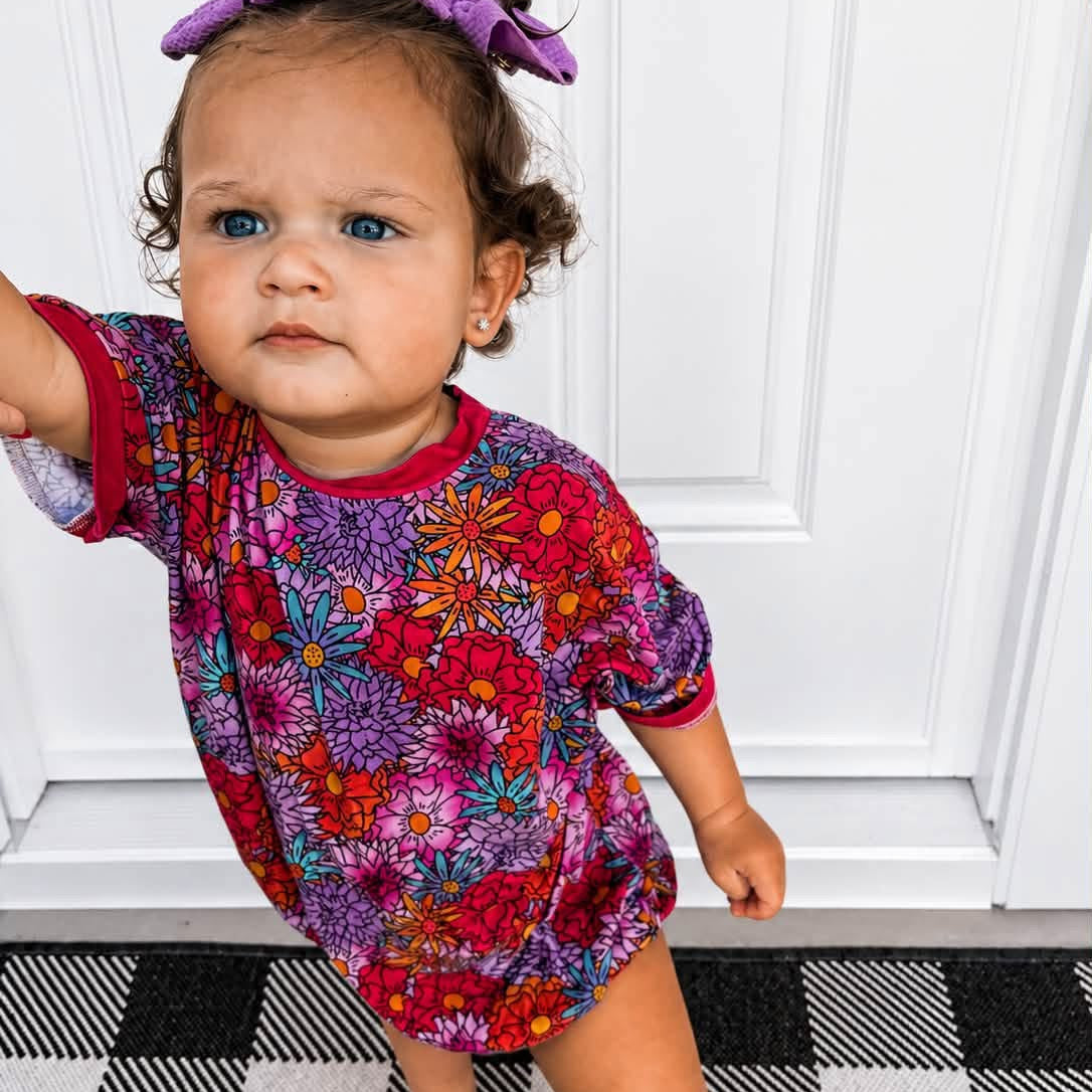 Groovy Garden Oversized Bubble Romper